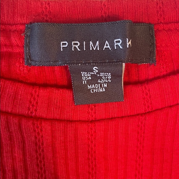 Primark Red Textured Crop Short Sleeve Layering Shirt Top Size Small EUC - Picture 2 of 5